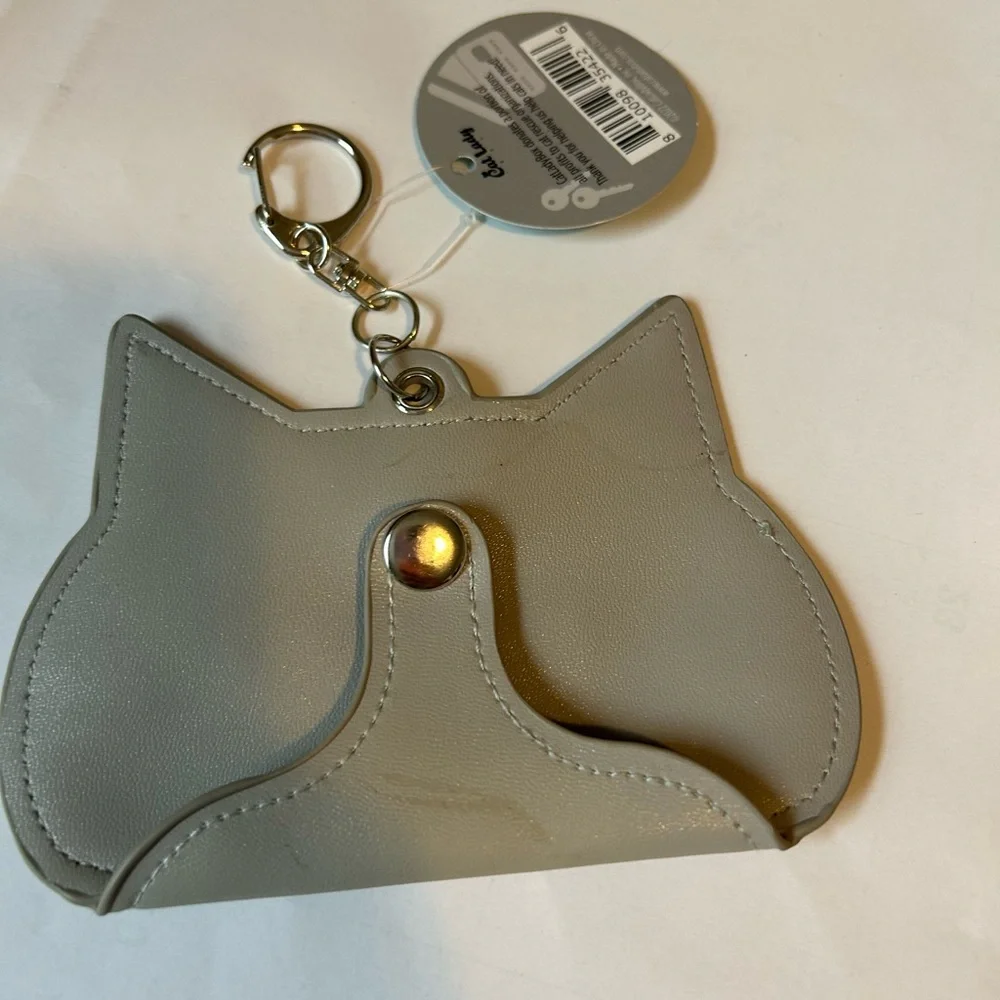 Source Unknown Gray Cat Keychain Pouch